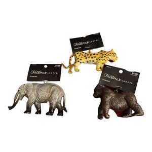 NEW NWT Bundle of 3 Jungle Animal Christmas Tree Holiday Ornaments